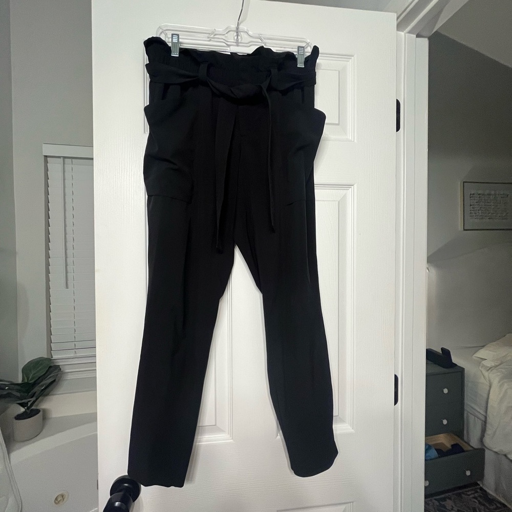 Athleta Black Tie-Waist Trousers
